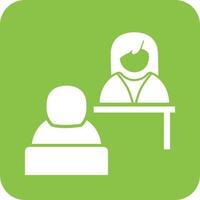 Interview Glyph Round Background Icon vector