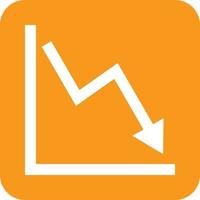 Declining Line Graph Glyph Round Background Icon vector