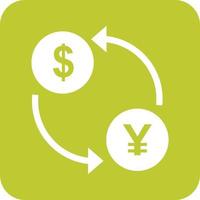 dólar a yen convertir glifo icono de fondo redondo vector