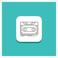 Round Button for Cassette. demo. record. tape. record Line icon Turquoise Background vector