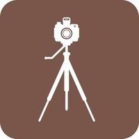 Camera on Stand Glyph Round Background Icon vector