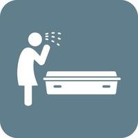 llorando sobre el icono de fondo redondo del glifo del cuerpo muerto vector