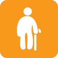 Old Man Glyph Round Background Icon vector
