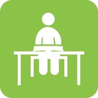 Studying on Desk II Glyph Round Background Icon vector