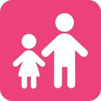 Standing with child Glyph Round Background Icon vector