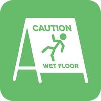 Wet Floor Sign Glyph Round Background Icon vector