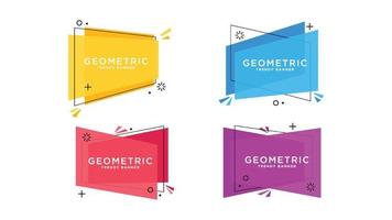 Set of trendy flat geometric vector banners. Vintage colors and shapes. Template ready for use in web or print design.