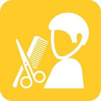 Hairdresser Glyph Round Background Icon vector