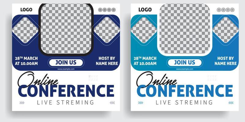 Online Conference Social media post template design, online marketing design, event, invitation social media design, facebook, instagram post, Suitable  Modern promotion web ads.