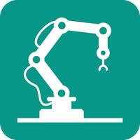 Industrial Robot I Glyph Round Background Icon vector