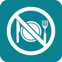 No Food Glyph Round Background Icon vector