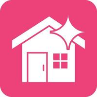 Clean House Glyph Round Background Icon vector
