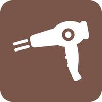 Blow Dryer Glyph Round Background Icon vector