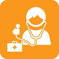 Wearing Stethoscope Glyph Round Background Icon vector
