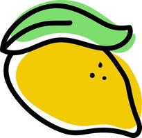 Yellow Lemon with leaf Doodle style vector