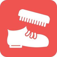 Shoe Polishing Glyph Round Background Icon vector