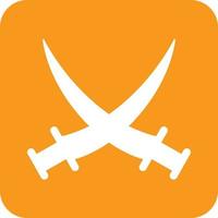 Two Swords Glyph Round Background Icon vector
