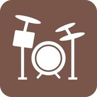 Drums Glyph Round Background Icon vector