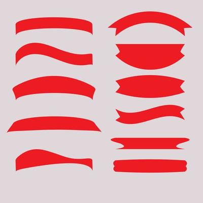 Glossy Red Ribbon Vector Banner Ribbon Vector Set Stock Illustration