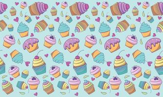 Seamless Food Cupcake Pattern vector