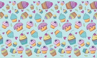 Seamless Food Cupcake Pattern vector