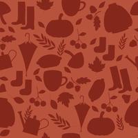 Seamless fall silhouette pattern with pumpkin, sweater. Vector illustration.