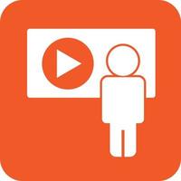 Video Lecture Glyph Round Background Icon vector
