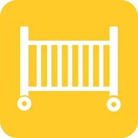 Baby Cot Glyph Round Background Icon vector