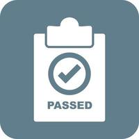 QC Passed Glyph Round Background Icon vector