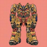 móvil lucha gundam diseño mecha robot construido por cabeza brazo cuerpo pierna arma ilustración vector