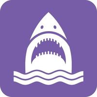 Shark Face Glyph Round Background Icon vector
