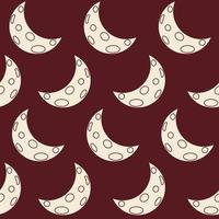 Crescent vector seamless pattern. Isolated new Moon in flat style endless background.