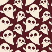 Cartoon ghost vector seamless pattern. Kawaii smiling ghosts cartoon style