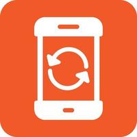 Restart Phone Glyph Round Background Icon vector