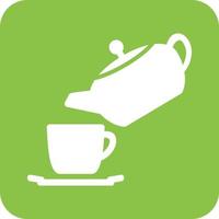 Pour Tea Glyph Round Background Icon vector