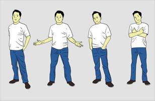 Man standing and posing. Hand drawn style vector