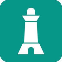 Lighthouse Glyph Round Background Icon vector
