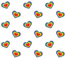 Vector seamless pattern of lgbt flag rainbow heart