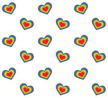 Vector seamless pattern of lgbt flag rainbow heart