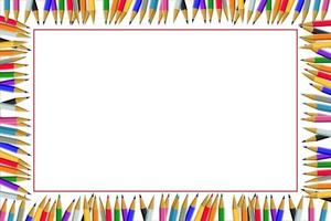 Rectangle space for text surrounded by colored pencils. vector