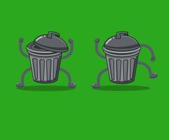 vector graphic design illustration of two trash can mascots