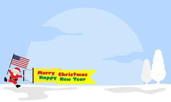 Merry Christmas and Happy New Year background and copy space area vector