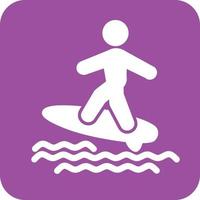 Surfing Glyph Round Background Icon vector