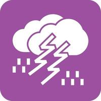 Thunderstorm Glyph Round Background Icon vector