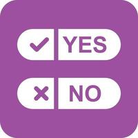 Yes No Option Glyph Round Background Icon vector