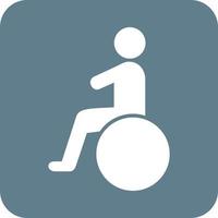 Sitting on wheelchair Glyph Round Background Icon vector