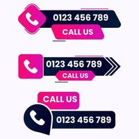 Call us button and call sign with phone number vector