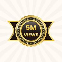 5 Million Plus Views badge Design or 5m views label vector