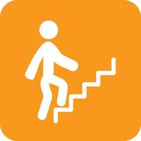 Person Climbing Stairs Glyph Round Background Icon vector