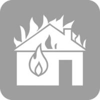 Fire Consuming House Glyph Round Background Icon vector